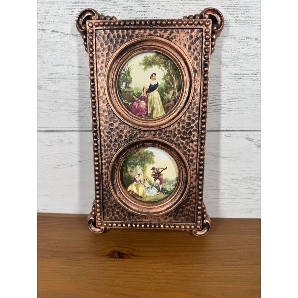 Vintage Coppercraft Plastic Wall Hanging Framed Resin Believed Fragonard Prints